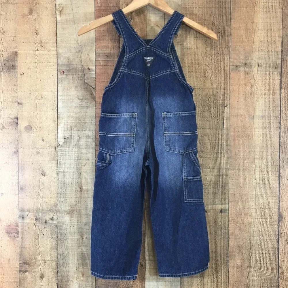Osh Kosh NYC Carpenters Overalls Boys 4T Dark Wash‎ Denim